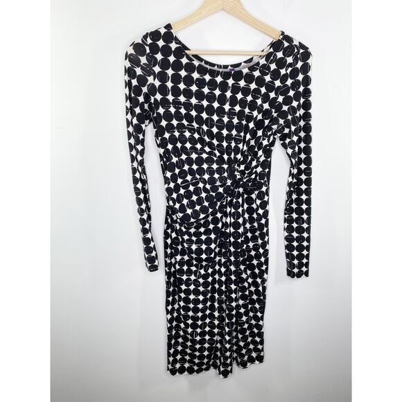 Seraphine Black White Polka Dot Printed Knotted Maternity Dress Women's Size 4 - Picture 1 of 11